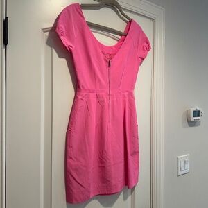 J Crew Hot Pink Zip Back Dress